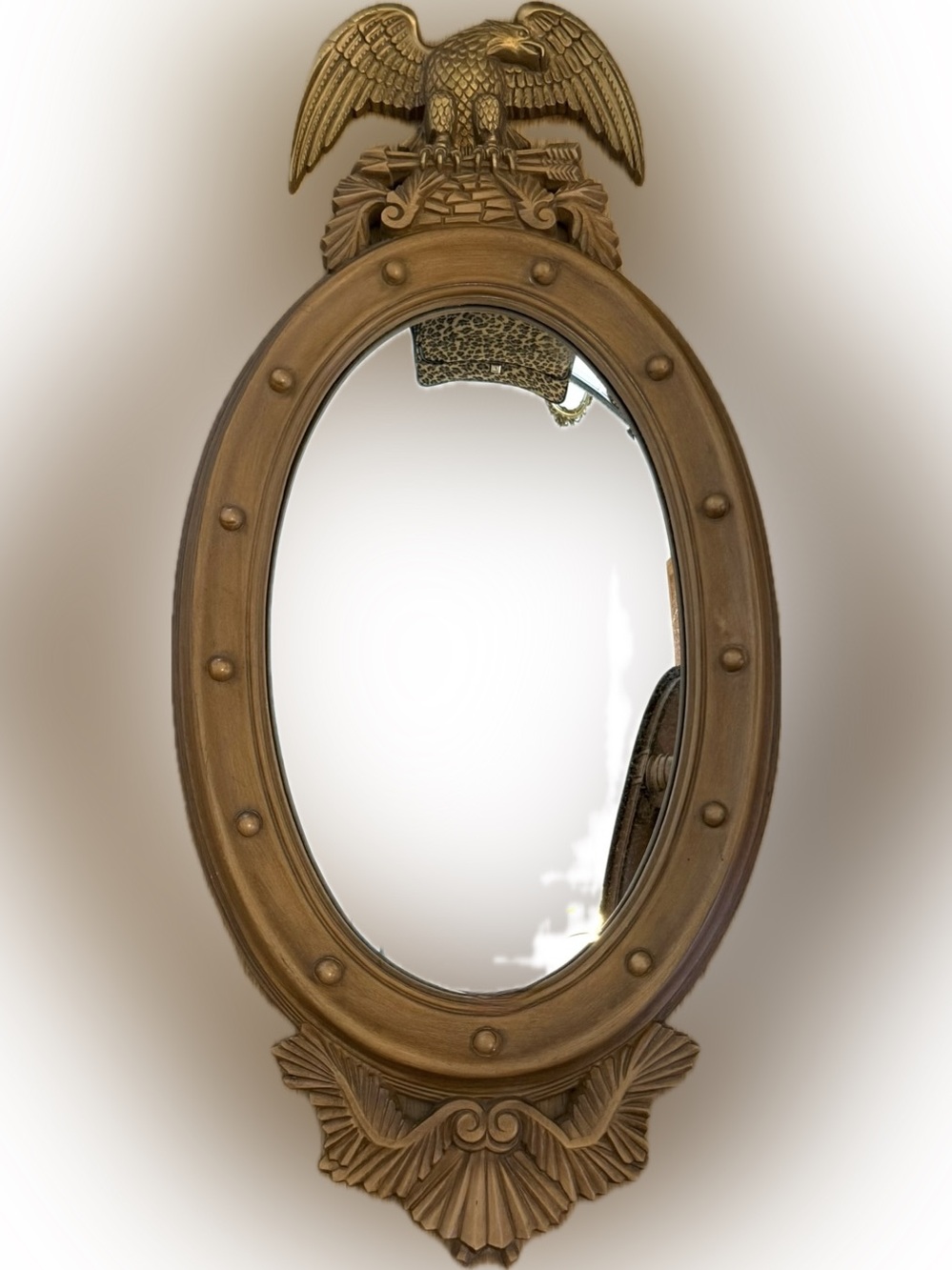 Vintage convex Burwood federal Ornate Eagle Oval Wall Mirror
